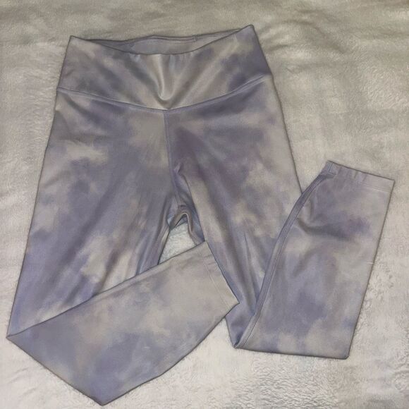 Nike Dri-Fit Small High Rise Cropped Athletic Leggings Purple White Tie Dye NWOT - Picture 1 of 8